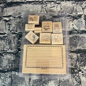 Stampin’ UP! WHAT'S FOR DINNER 9 Wood Mounted Rubber Stamps Recipe Card Bread